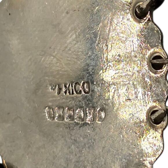 Alpaca Taxco Mexico Necklace Earrings Set Turquoise Inlay As Found Unpolished - Picture 7 of 15